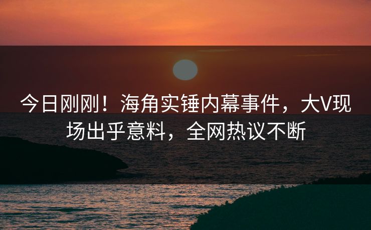 今日刚刚！海角实锤内幕事件，大V现场出乎意料，全网热议不断