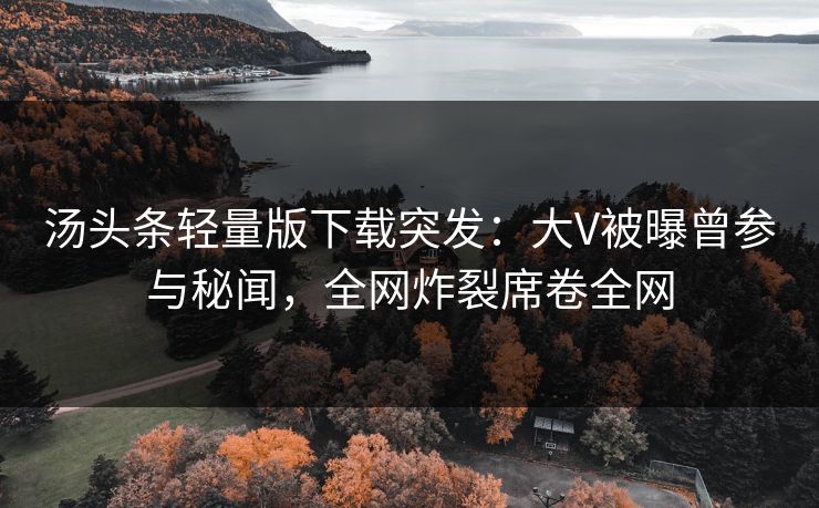 汤头条轻量版下载突发：大V被曝曾参与秘闻，全网炸裂席卷全网