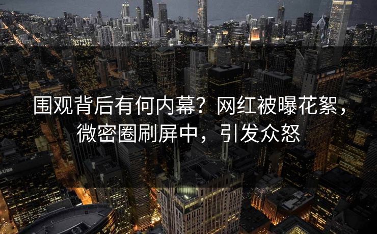 围观背后有何内幕？网红被曝花絮，微密圈刷屏中，引发众怒