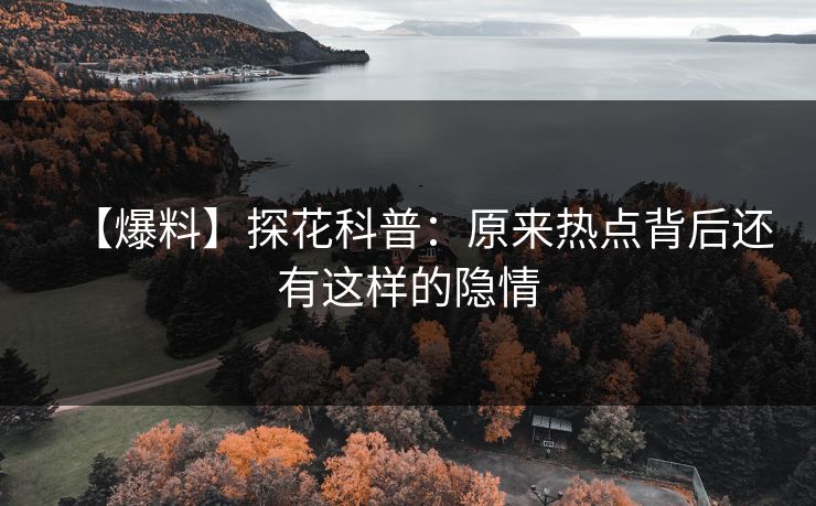 【爆料】探花科普：原来热点背后还有这样的隐情
