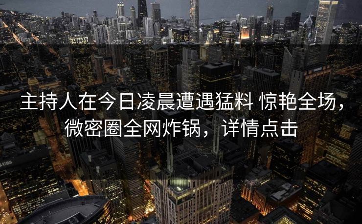 主持人在今日凌晨遭遇猛料 惊艳全场，微密圈全网炸锅，详情点击